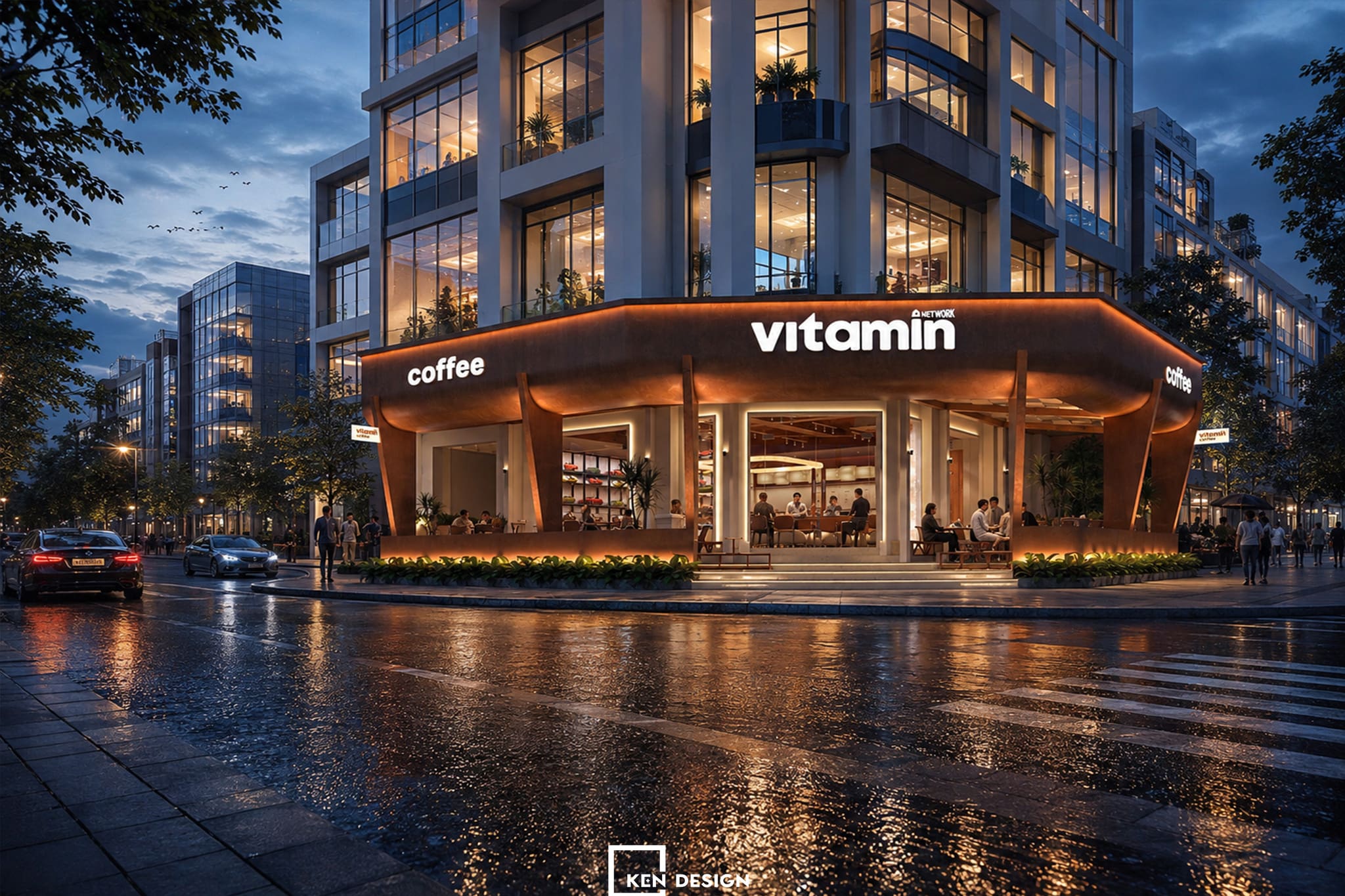 Thiết kế quán cafe Vitamin – Góc hẹn sắc cam đất nổi bật tại Linh Đàm