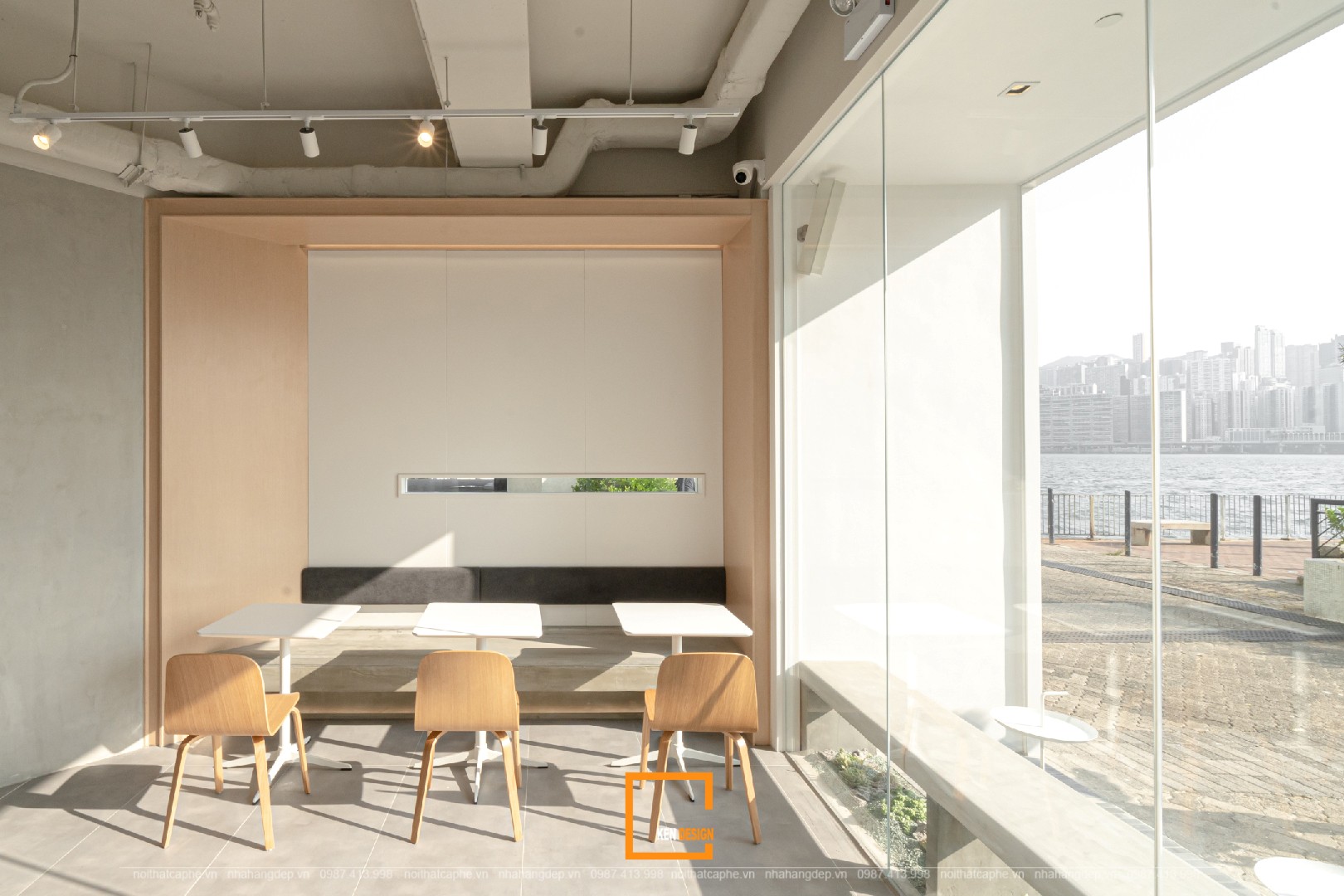 thiết kế nội thất quán cafe phong cách tối giản