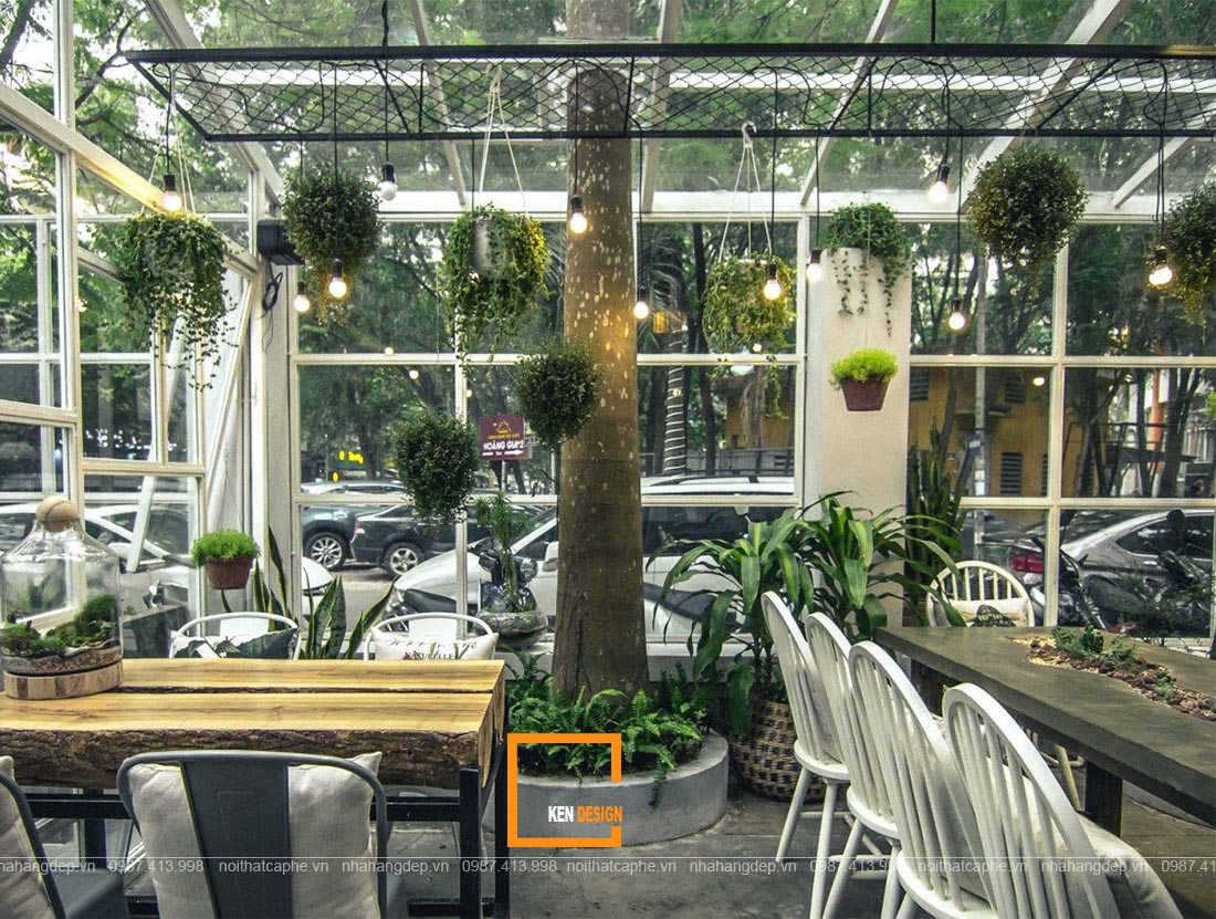 nội thất quán cafe không gian xanh